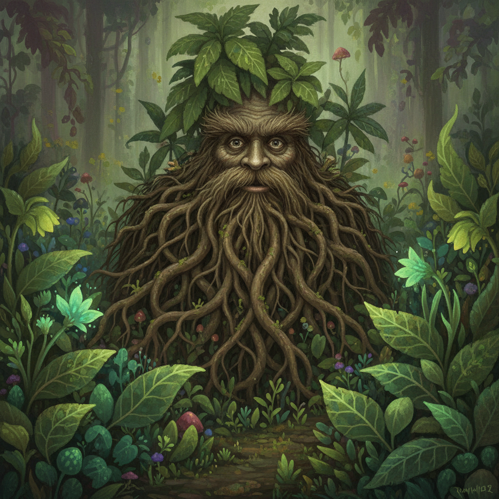 A mysterious root-bearded creature lurking in the garden